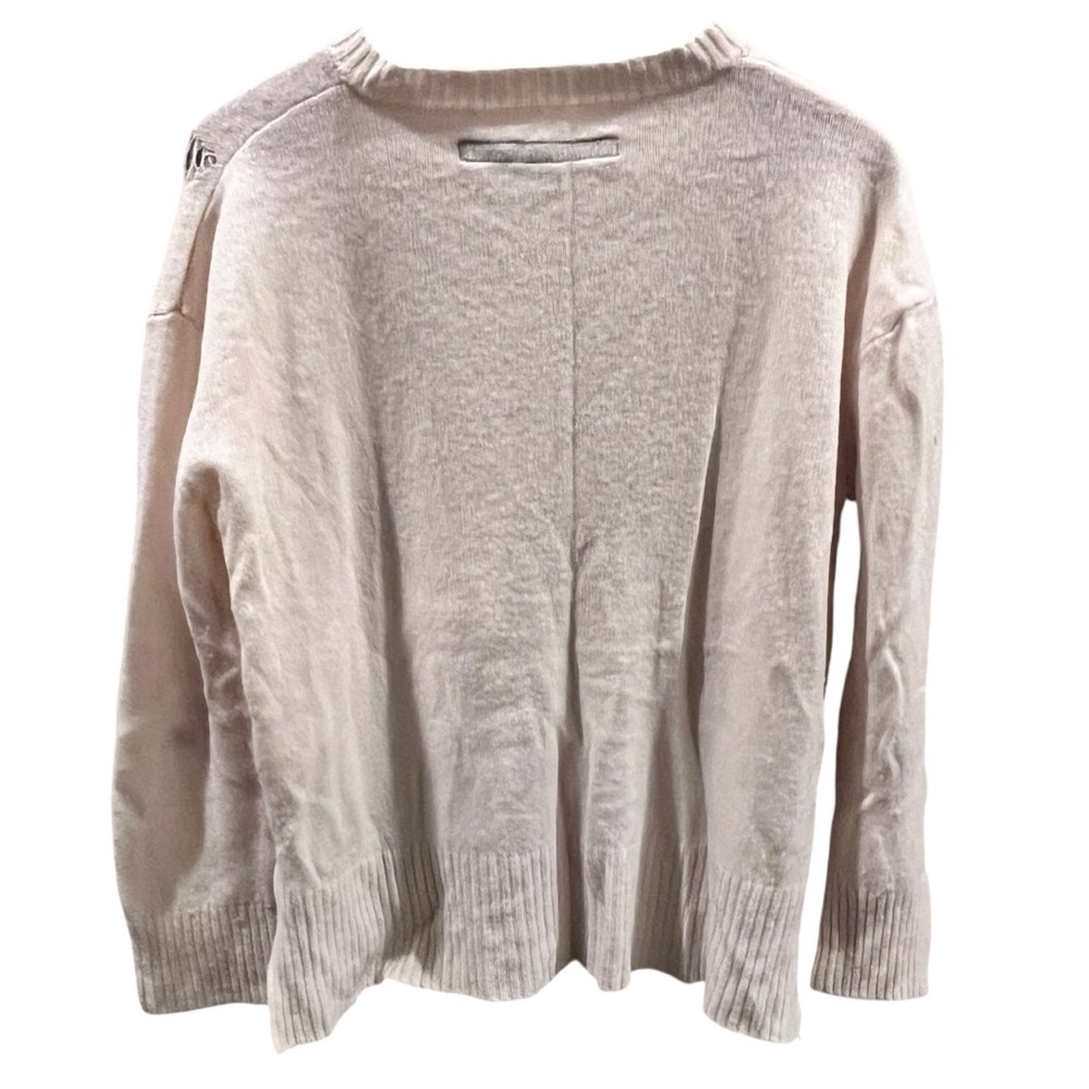 Enza Costa Cream Distressed Wool Cashmere Sweater - Picture 5 of 12